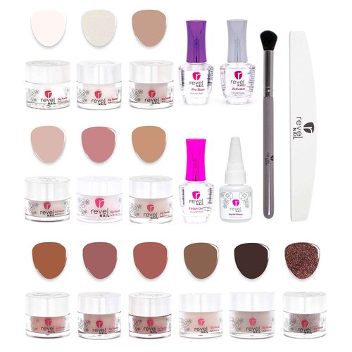 Revel Nail Starter Dip Powder Kit - 12 Color Nail Kit, Manicure Set with Dip Powder and Liquid Set