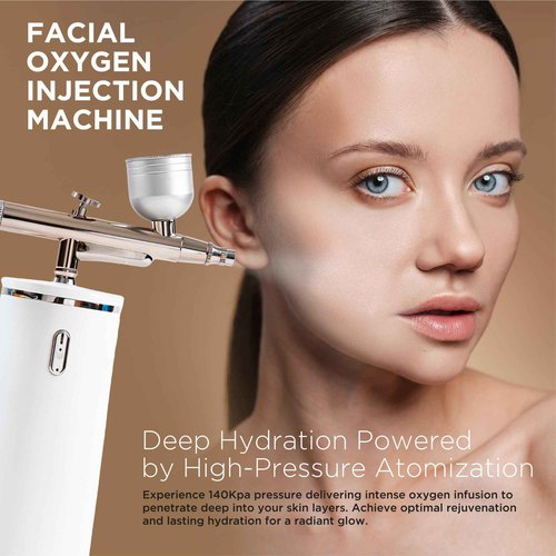 Facial Oxygen Spray Machine - Rechargeable Handheld High Pressure Facial Micro-Nano Mist Injector Sprayer - Portable Cordless Spray Gun Compressor Nano Facial Steamer