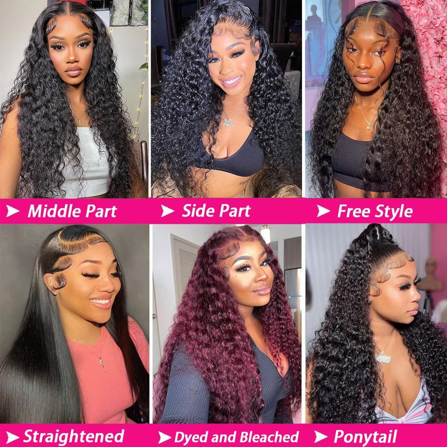 Midulla 13X6 HD Lace Front Wigs Deep Wave Frontal Wigs Pre Plucked 180% Density Deep Curly Wig Transparent Glueless 24 Inch Deep Wave Wig With Baby Hair