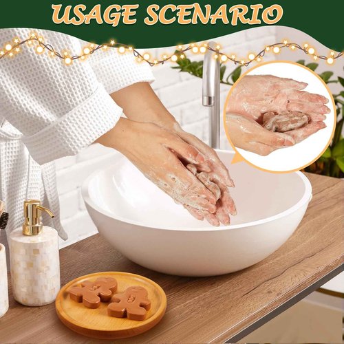 Maxcheck 50 Sets Christmas Bar Soap Gift Set Christmas Handmade Soaps Tree Socks Gingerbread Snowflakes Body Soaps with Exquisite Box Christmas Stocking Stuffers Gifts for Guests (Gingerbread)