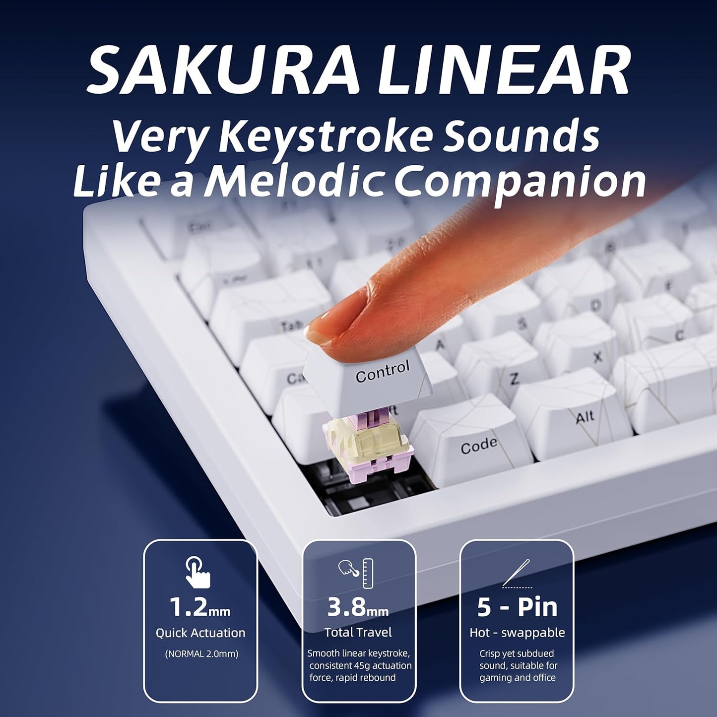ZORNHER ZH870 Wireless Mechanical Gaming Keyboard,80% White Custom Creamy Sound Keyboard with White Spider Web IMD PC Keycaps,Pre-lubed Linear Switches,Hot-Swappable,RGB Backlit