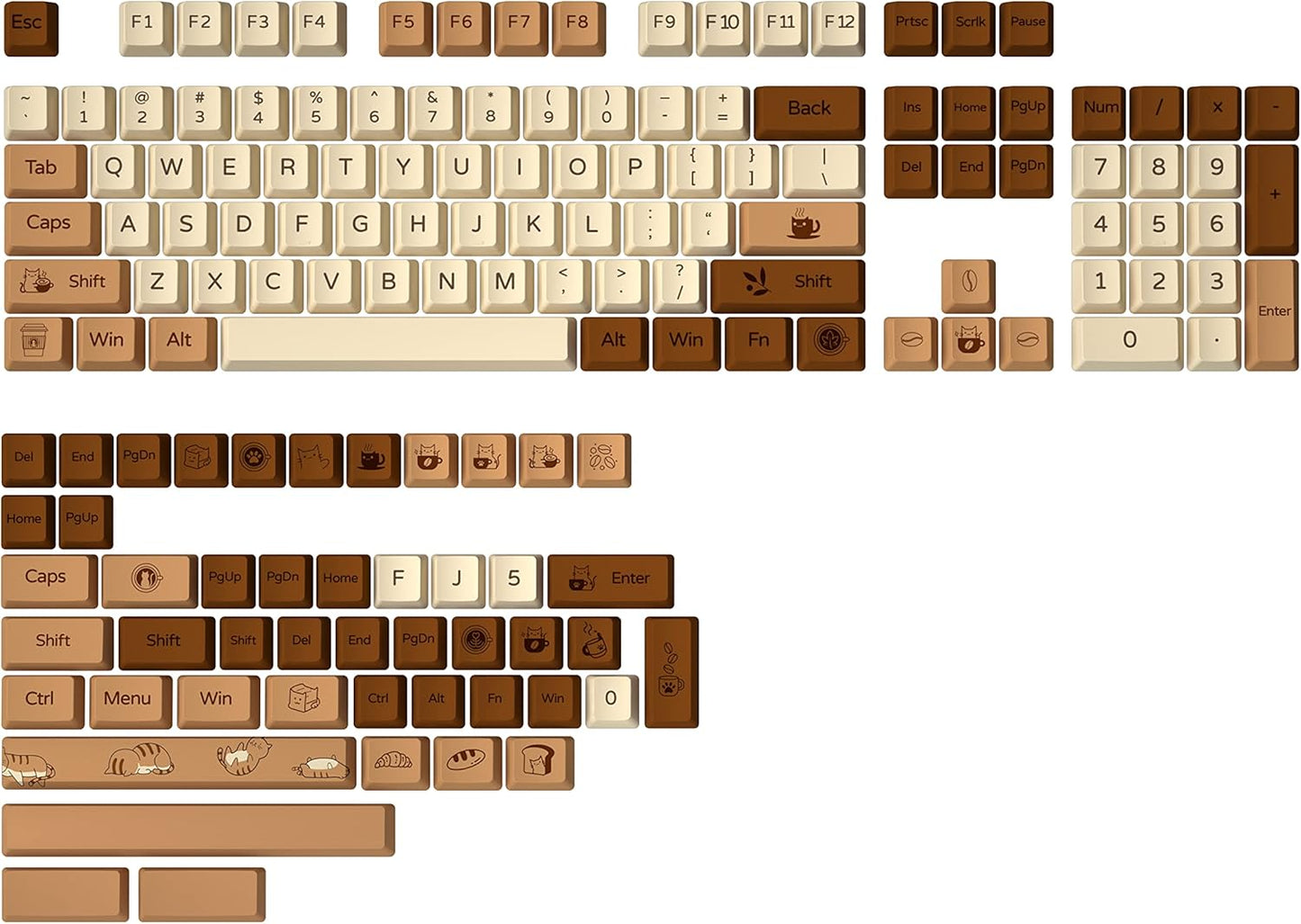 YUNZII YZ75 Hot Swappable Wireless Keyboard(Gateron G Pro Black, Black), Coffee Cat Dye Sub PBT Keycaps(Cherry Profile, Coffee Cat)