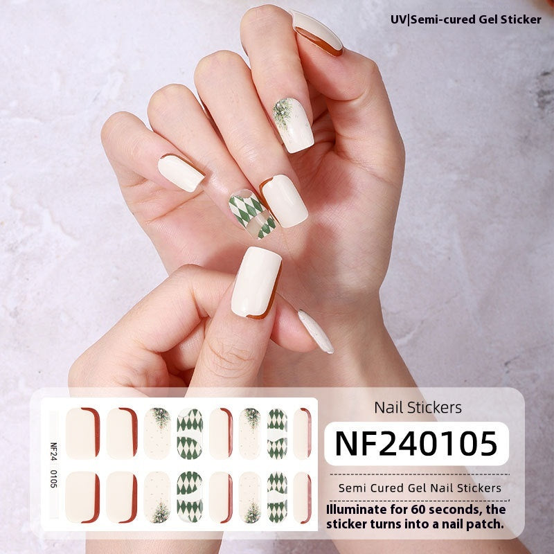 Semi-Cured Christmas Nail Stickers - Gel Nail Art Decals for Holiday Manicure