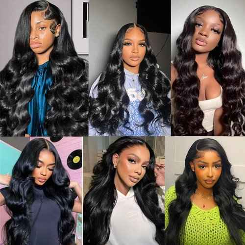 Fabimiya Body Wave Bundles Human Hair Natural Black Unprocessed Brazilian Virgin Hair Wave Bundles Natural Black Human Hair Quick 11A Weave Hair Extension