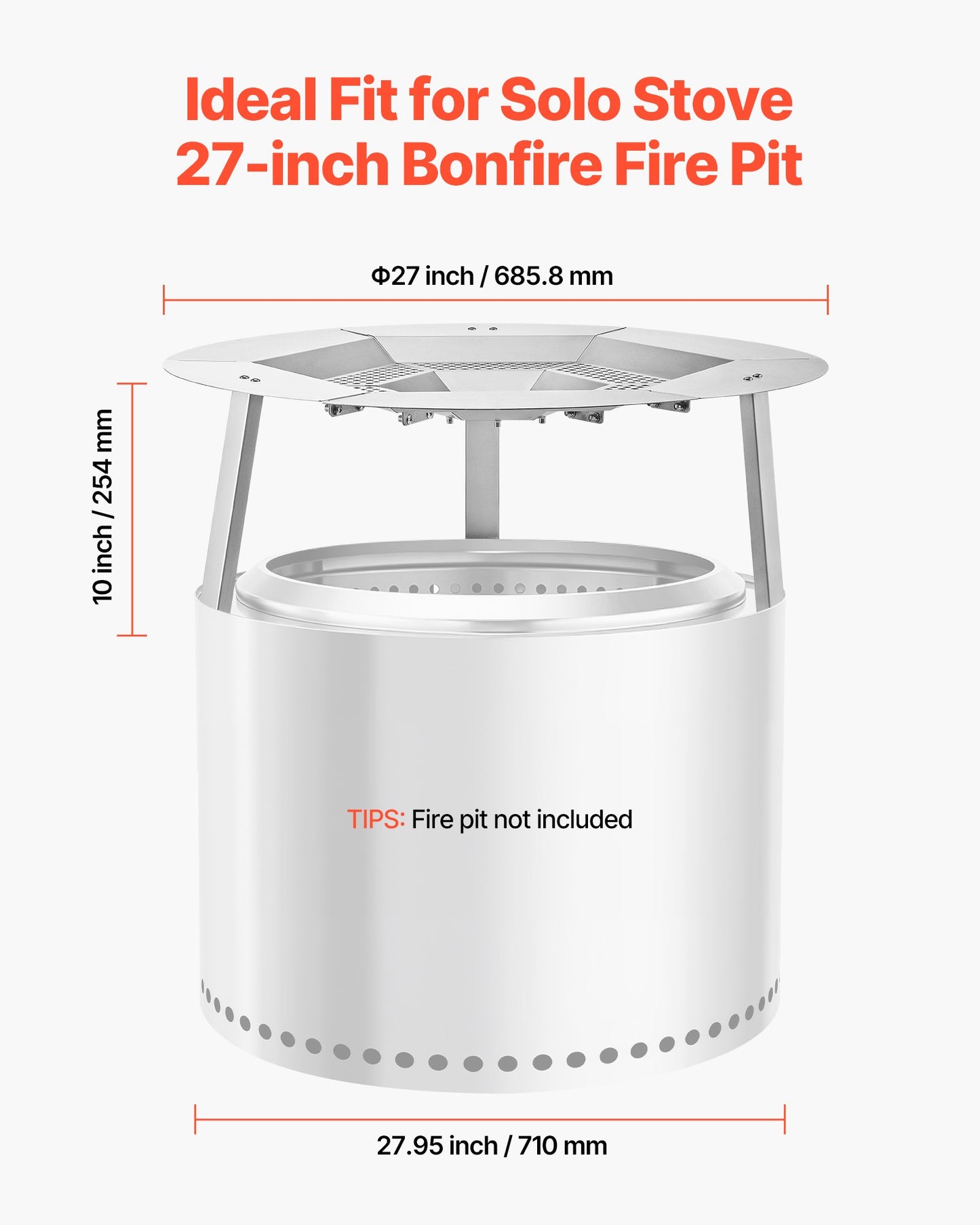 Stainless Steel Fire Pit Heat Deflector for Yukon & Bonfire 27 Inch - Energy Saving