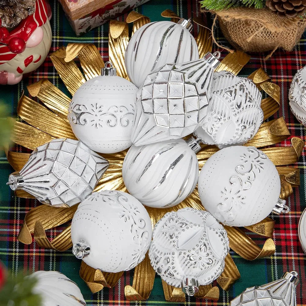 16-Piece Shatterproof Christmas Ball Ornaments Set - Hand-Painted Holiday Decor
