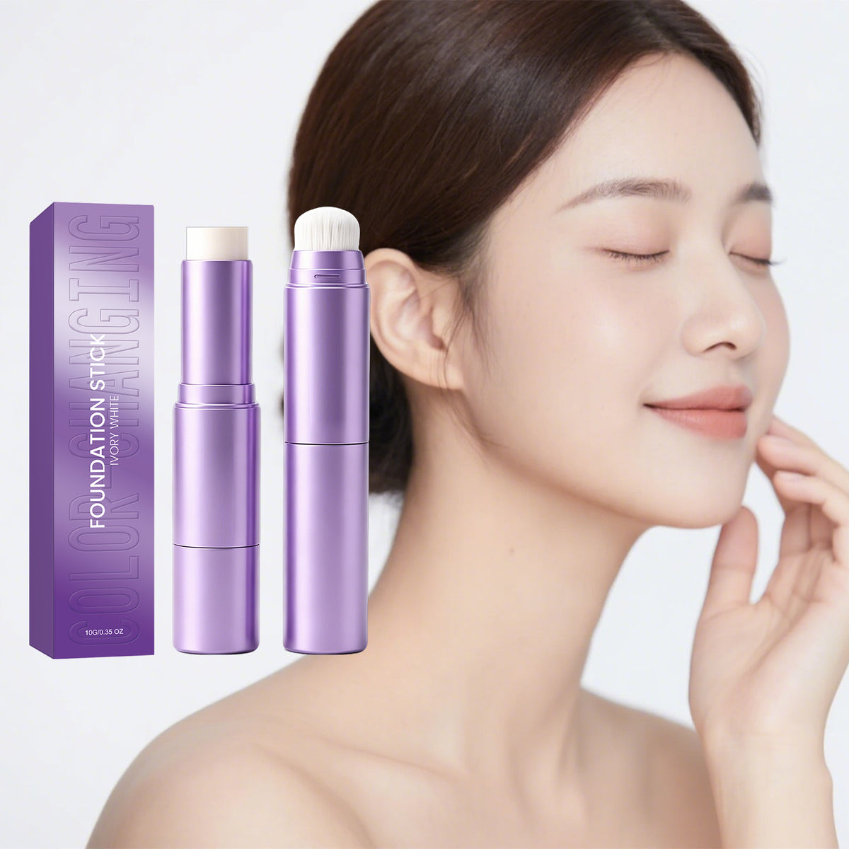 Color-Changing Foundation Stick 10g - 2-in-1 Face Makeup for Flawless Finish