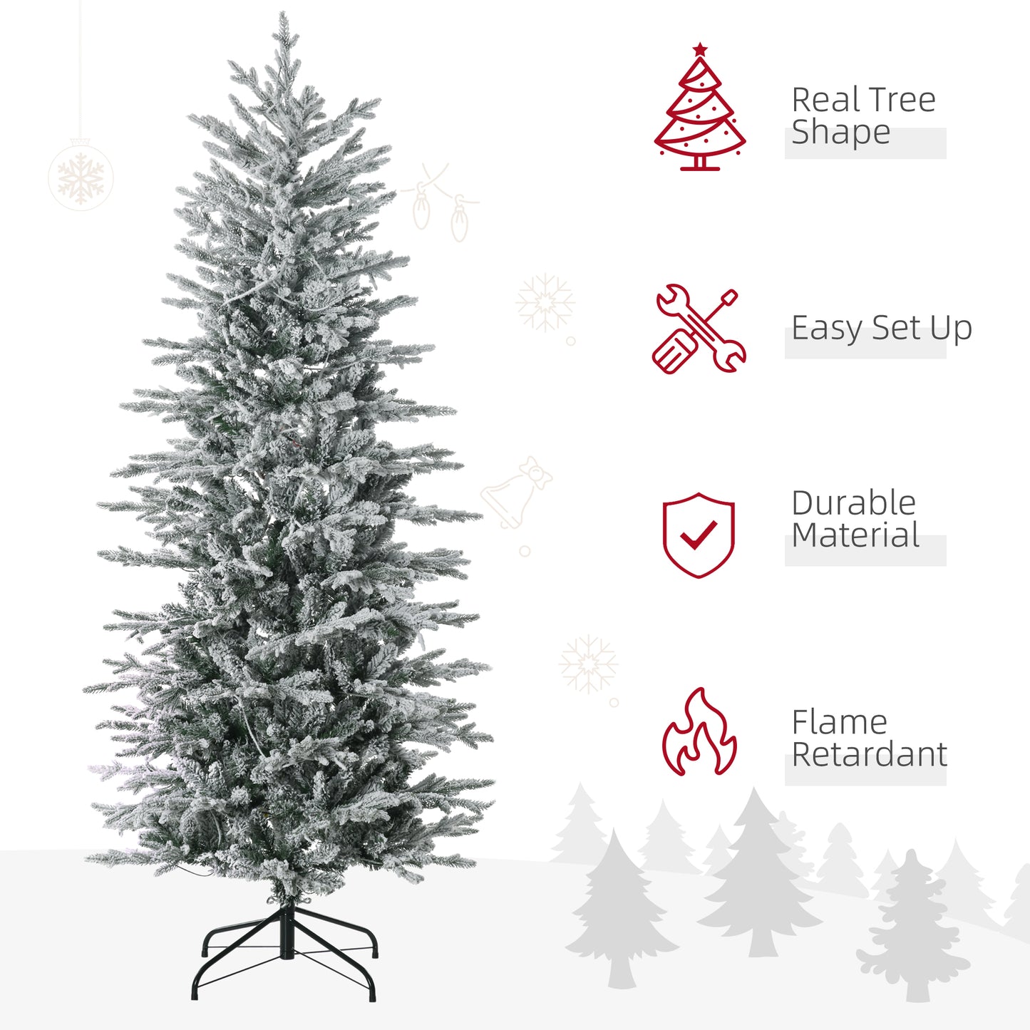 6ft Pre-Lit Artificial Flocked Christmas Tree with Warm Lights