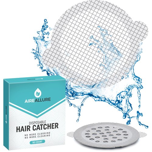 Aire Allure, 50 Pack, Disposable Shower Drain Hair Catcher Mesh Stickers…