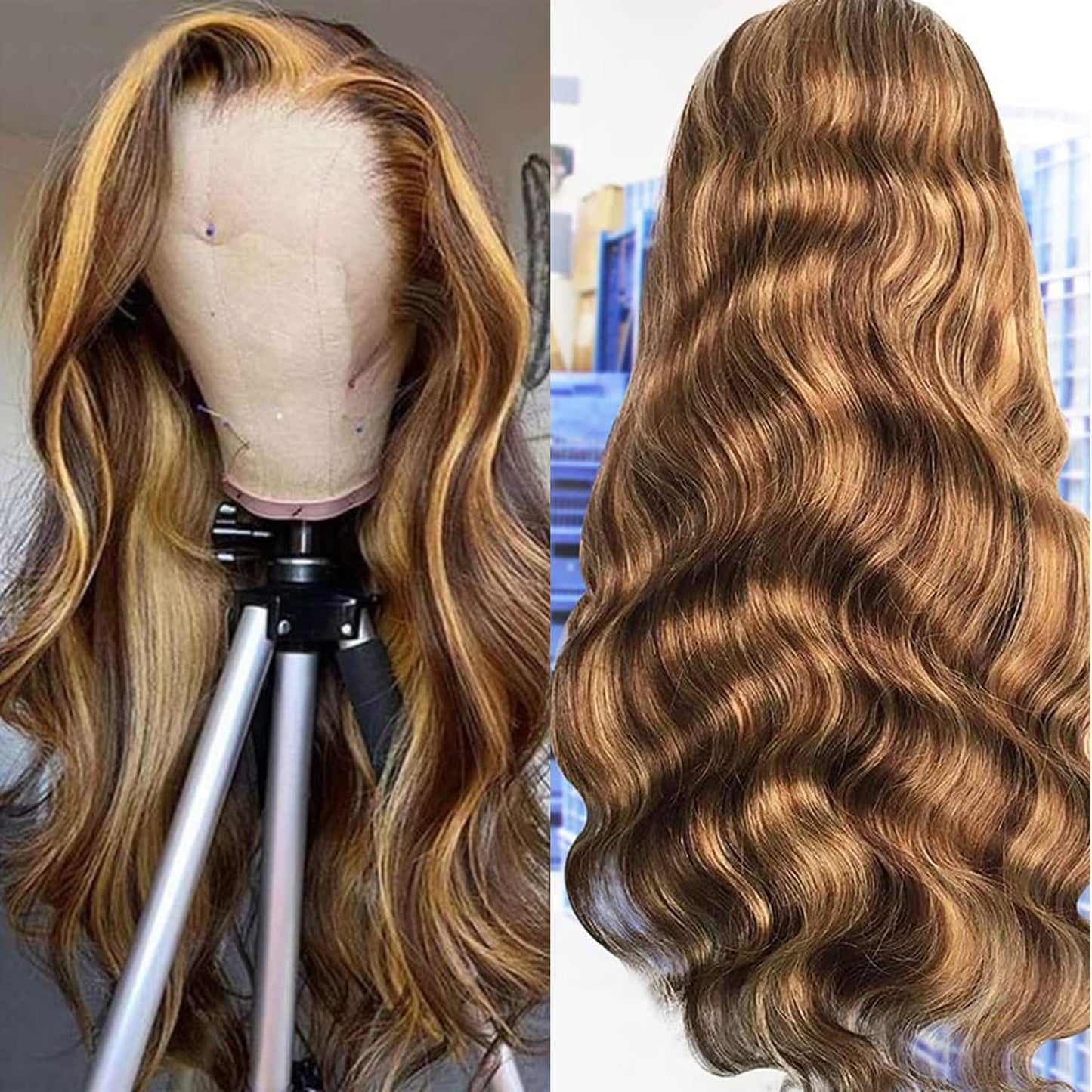 13x4 Lace Front Wigs Human Hair Body Wave Honey Blonde Wigs Human Hair Pre Plucked Honey Blonde 4/27 Colored Wig HD Transparent Lace Frontal 13x4 Body Wave Wigs Pre Plucked With Baby Hair 30Inch