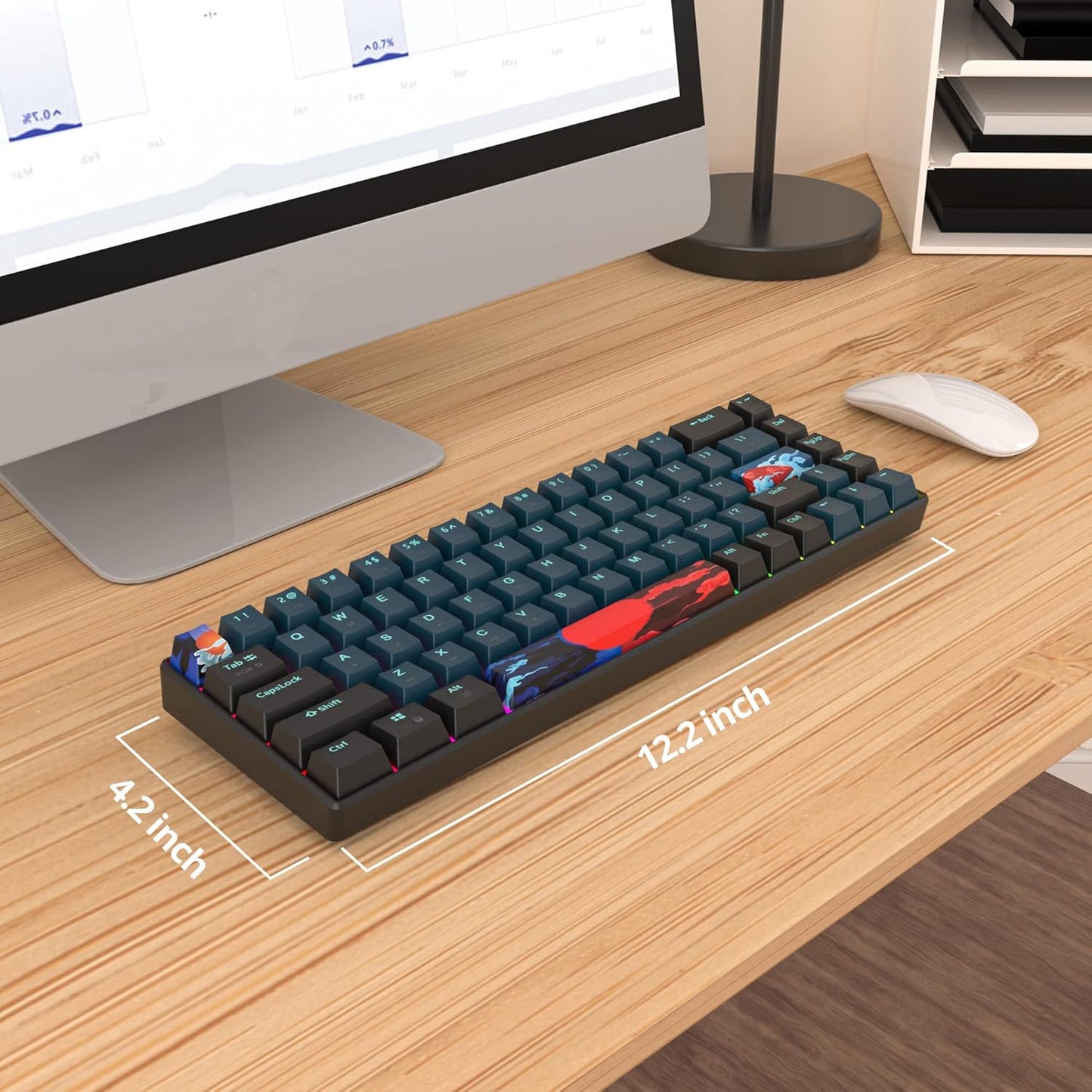 60 Percent Gaming Keyboard Green Matcha Keyboard 61 Keys Wired Mechanical Keyboard Red Switch RGB MDA Keycaps for Windows PC Laptop Gamers(61 Matcha)
