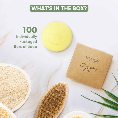 Terra Pure Boxed Bar Soap, Travel Size Hotel Amenities, 1.5 oz (Pack of 100)