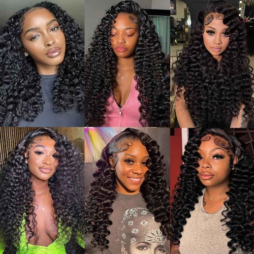 SWEETGIRL Deep Wave Human Hair Bundles Burmese Curly Bundles Human Hair Quick Weave with Spiral End Sew in Hair Extensions, Real Virgin Remy Hair, 16 18 20 Inches, Natural Color