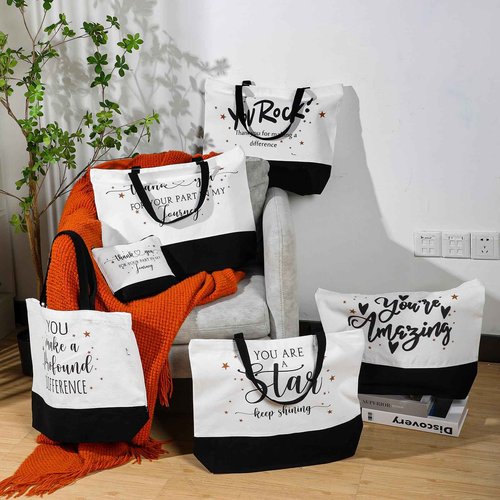 Abbylike 48 Pcs Christmas Thank You Canvas Tote Bags Employee Appreciation Gift for Women Teacher Coworker Staff Nurse(Mix)