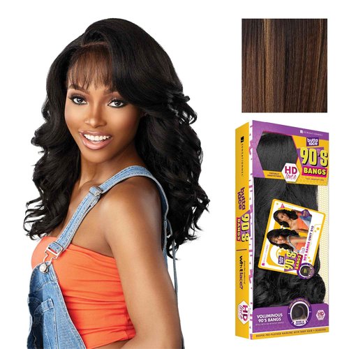 Sensationnel Butta Lace 90Sbangs Wigs - Unit 910 Glueless Wide Deep Part Synthetic Preplucked Hairline (BALAYAGEHAZELNUT)