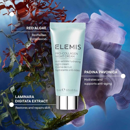 ELEMIS Pro-Collagen Night Cream - Travel Size Overnight Anti-Aging Moisturizer - Hydrating and Firming Formula for Fine Lines and Wrinkles - 15ml