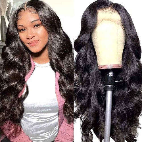 Body Wave Lace Front Wigs Human Hair for Black Women 13x4 Lace Frontal wigs HD Transparent Lace Front Wigs Human Hair Pre Plucked with Baby Hair 180% Density(18 Inch)