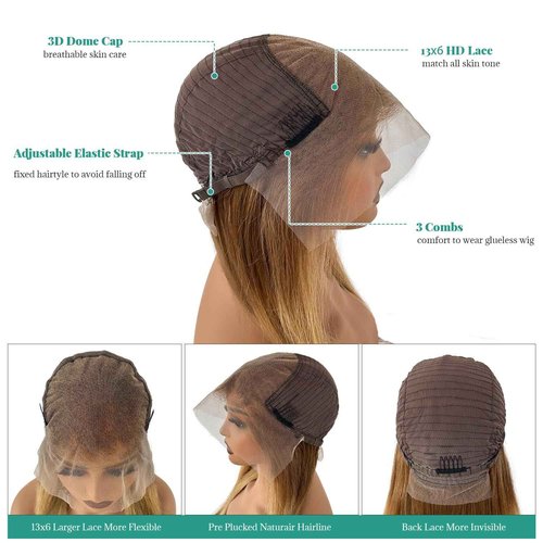 Munx 30 Inch Human Hair Wigs for Black Women 13x6 Deep Part HD Transparent Lace Front Wig Bleached Knots Pre Plucked Glueless Honey Blonde Lace Front Wigs Bleached Knots