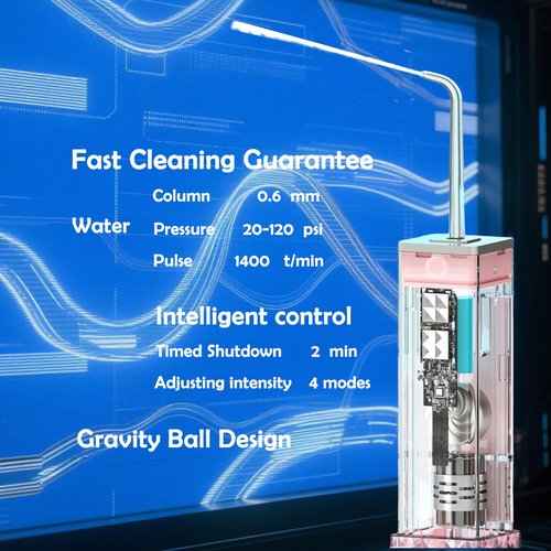 AIDBYIOT Water Flosser & Toothbrush Combo-Portable Dental Oral Irrigator, 4 Nozzles, 2 Brush Heads, Travel Case,IPX7 Waterproof.with Powerful Water Pump, Adjustable Water Pressure,1400 PPM. White