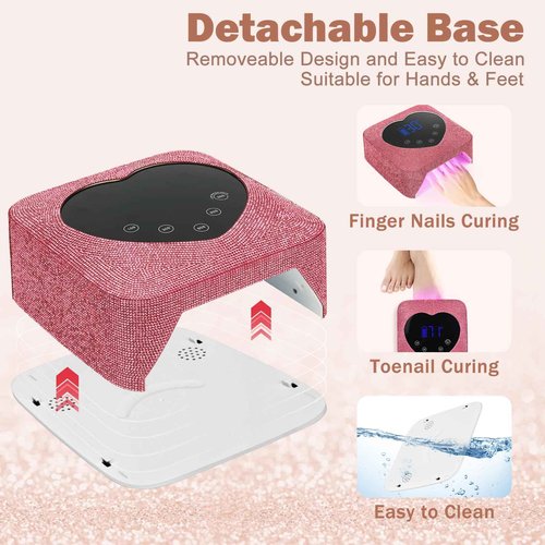 UV LED Nail Lamp Rechargeable 72W Cordless Portable UV Light for Gel Nails Polish,Rhinestones Nail Dryer Light with Glove,Auto Sensor,5 Timer,30 Beads,Fast Curing Gel X Polish Lamp for Home Salon