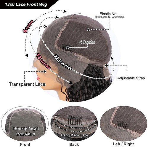 Venice Hair 13x6 Lace Front Human Hair Wigs for Black Women Virgin Curly Human Hair Wigs Short Lace Frontal Wig Pre Plucked with Baby Hair (14 inch, 150% density)