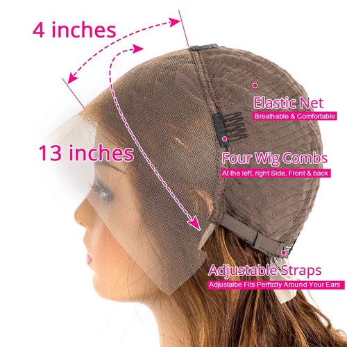 originea Balayage FB30 Body Wave Highlight 13x4 Transparent HD Lace Front Human Hair Wigs for Black Women 10A Brazilian Remy Hair Ombre Highlights Lace Frontal Wigs