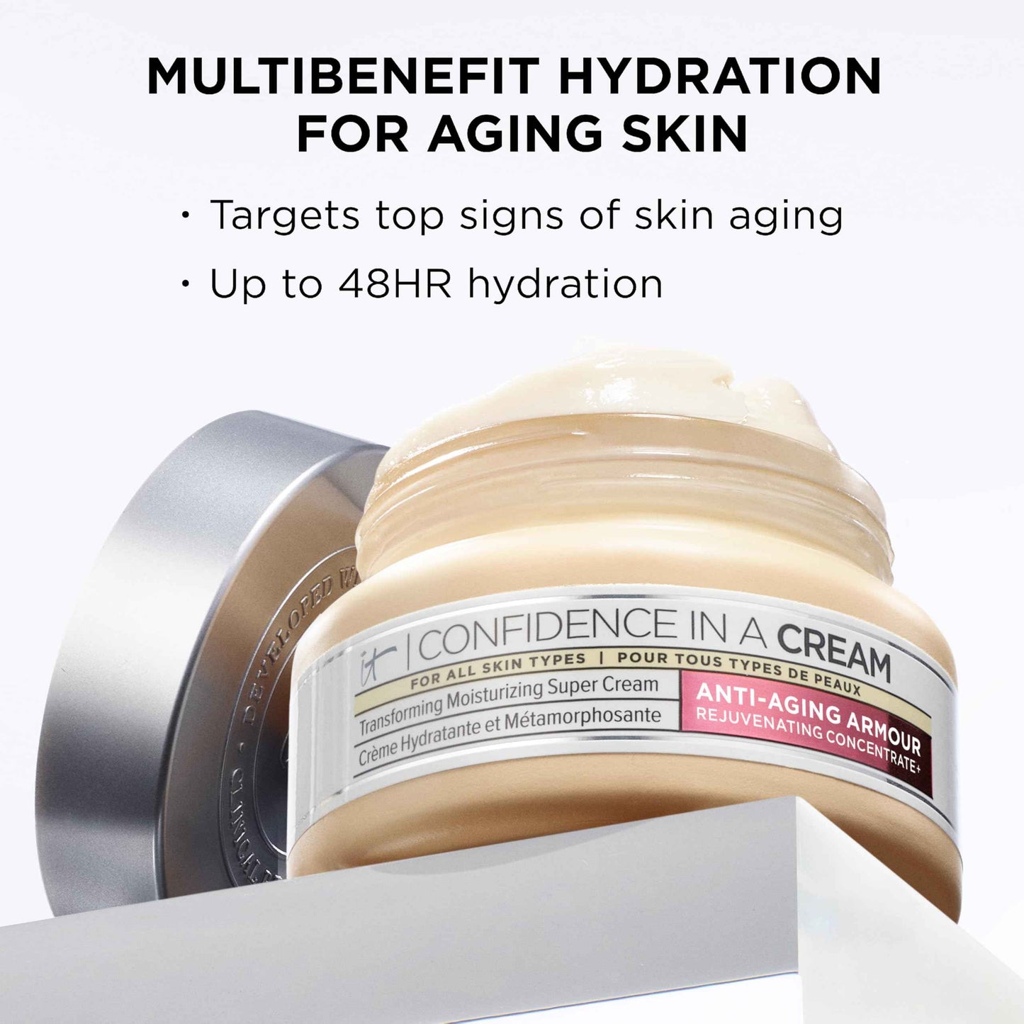 IT Cosmetics Confidence in a Cream Jumbo - Hydrating & Anti Aging Face Moisturizer, Visibly Reduces Fine Lines & Wrinkles, Up To 48H Hydration, Repairs Skin Barrier, Squalane & Ceramides - 4 fl oz