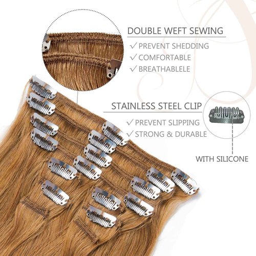 ManeMajesty Clip in Hair Extensions Real Human Hair for White Women Chestnut Brown,100% Natural Premium Remy Human Hair 20 Inch 10pcs 100g/Set,Straight Clip Hair Extensions with Double Weft