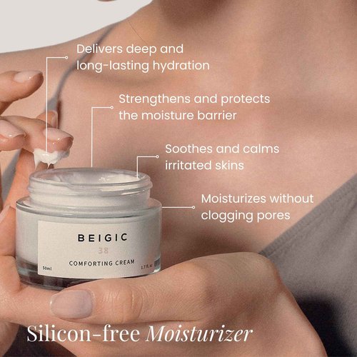 BEIGIC Comforting Cream - Vegan Hydrating Calming Facial Moisturizer with Allantoin, Niacinamide & Ceramide for Dry Sensitive Skin (1.7 fl oz)