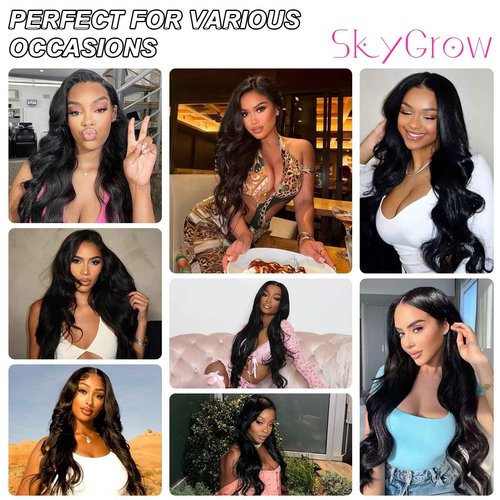 SkyGrow 13x6 Body Wave Lace Front Wigs Human Hair Wig 250 Density 15A Raw HD Lace Frontal Human Hair Wigs for Women 24 inch