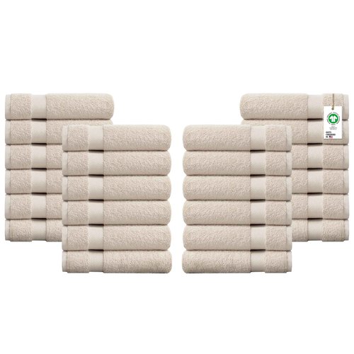 Delara 100% Organic Cotton Towels 650 GSM Plush Feather Touch Quick Dry Wash Cloth, Pack of 24 GOTS Certified, Oeko-Tex Green Certified, Organic Cotton Wash Cloth, 13"X13"
