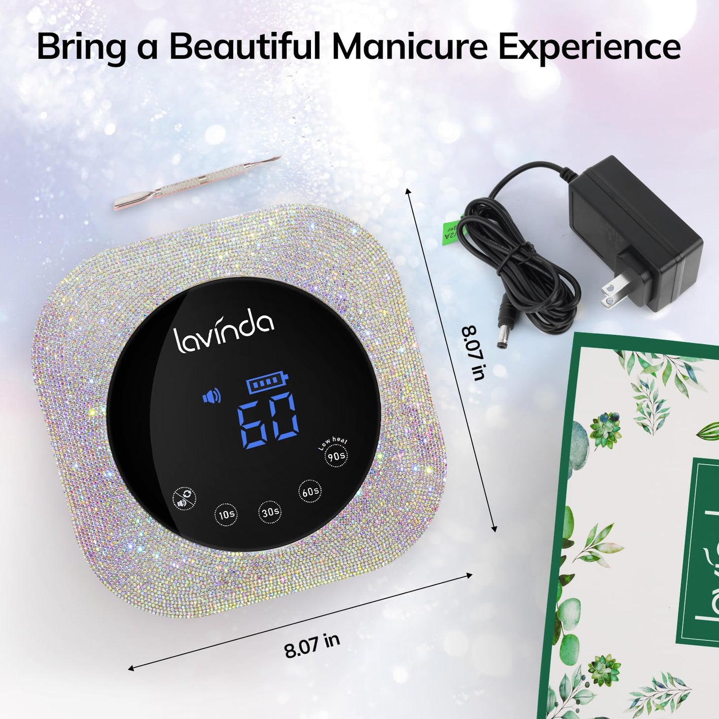 Lavinda UV LED Nail Lamp, 54W Rechargeable Cordless Nail Lamp Nail Dryer Gel Polish UV Nail Light with 4 Timer Setting, Professional Quick Dry Curing Lamp with Display Auto Sensor for Salon & Home