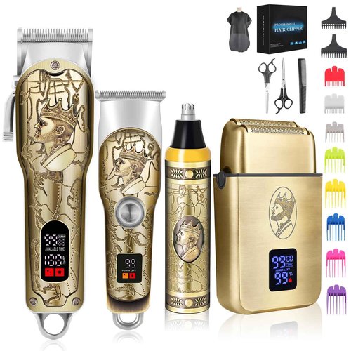 INTRO WILD Professional Hair Clippers for Men Clippers and Trimmers Set, Cordless Hair Clippers, Haircutting Machine with Led Display for Barber Mens Grooming Kit