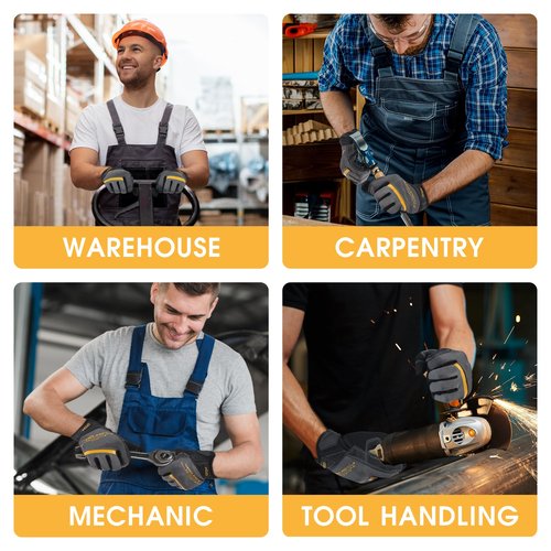 HANDLANDY Mens Work Gloves Wear Resistant, Breathable & Flexible Mechanic Working Gloves, Touchscreen Warehouse Outdoor Yard Glove, Truck Driver Gifts