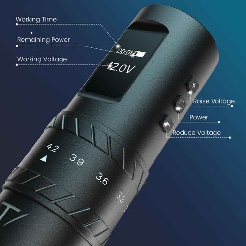 Tattoo Gun portable tattoo machine, 2400mAh Rotary Tattoo Machine with 7 stroke length Options, Pro Tattoo Guns with Motor Power reliable for all kinds of needles, ink (One Battery)