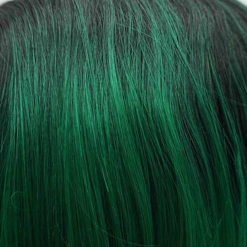 LUSHY BEAUTY Hair Synthetic Lace Front Wig Wavy Long 26inch Dark Root Green Ombre Heavy Density Heat Resistant Realistic Wig