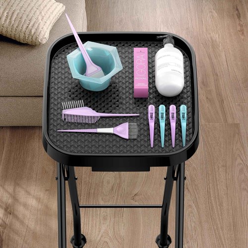 Folding Salon Tray, Salon Trolley, Salon Cart Tattoo Rolling Tray Station-Black