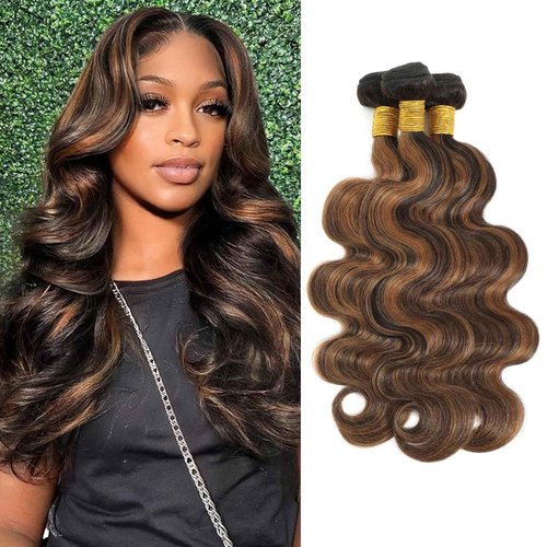 Ombre Human Hair Bundles P1/30 Body Wave Bundles Human Hair Highlight 3 Bundles 14 16 18 Inches 100% Unprocessed Brazilian Virgin Weave Human Hair Extensions