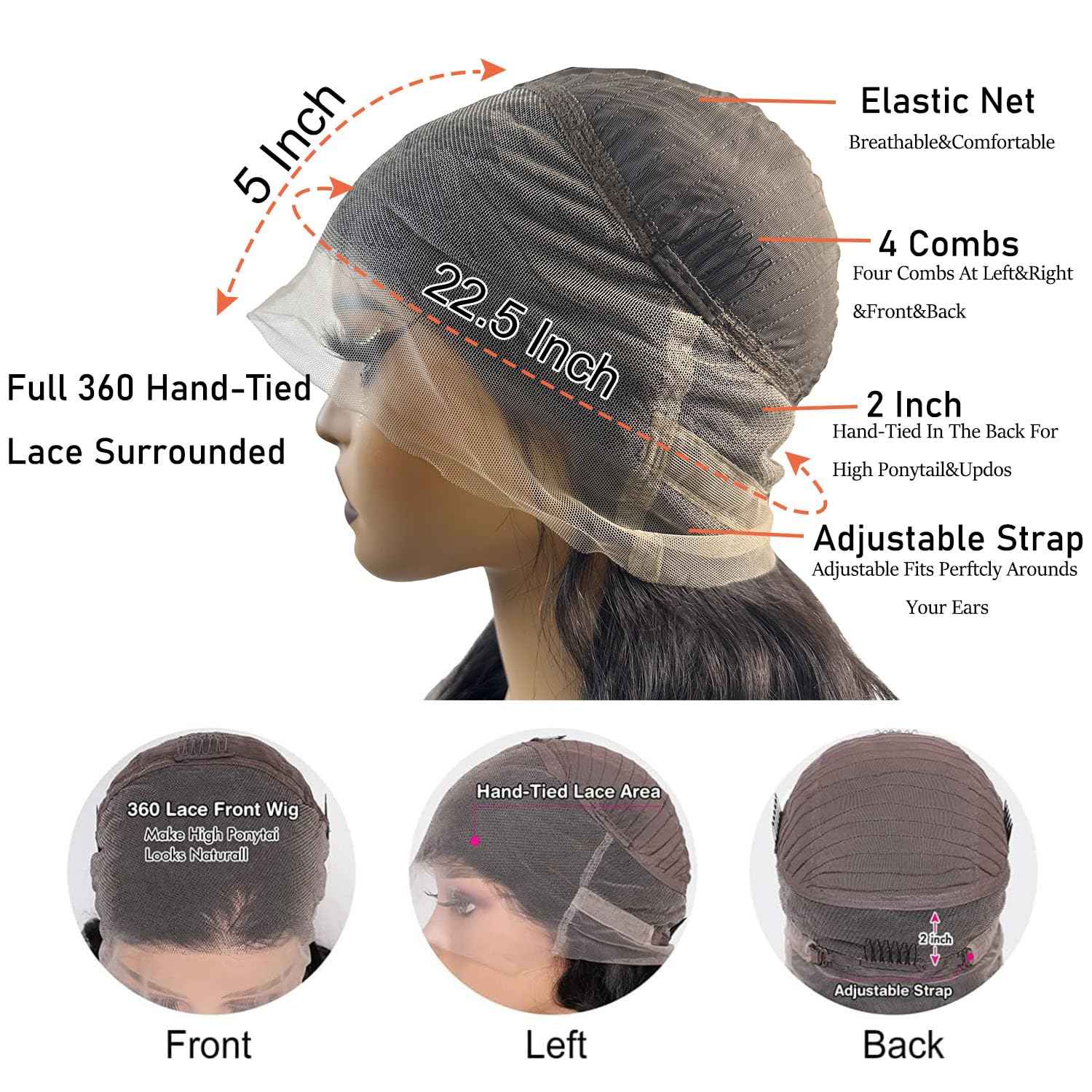 360 Lace Front Wigs Human Hair Pre Plucked Deep Wave 360 Full Lace Human Hair Wigs For Black Women Wet And Wave HD Lace Front Glueless Wigs Curly Wig (Natural Color, 18 Inch)