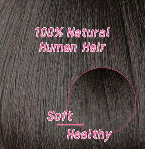 Essent Seamless Light Yaki Straight Clip in Hair Extensions Seamless Real Human Hair, 16 Inch 1Pack 130g 7Pcs Human Hair Extensions for Women Natural Black