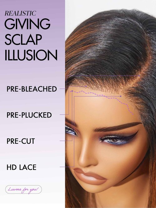 LUVME HAIR Bob Wig 100% Human Hair Wigs Glueless Lace Front 200% Density 10 Inches Brown Highlights Bob, Pre Cut Plucked Hd Lace Short Wig Ready To Go Natural Color Straight Bleached Knots Side Part