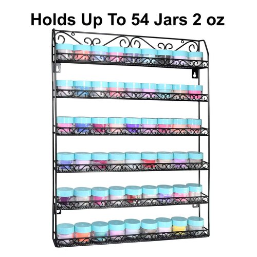AMT 6 Tier Up to 192 BOTTLES Metal Nail Polish Racks for the Wall, Quality Nail Polish Display, Essential Oils Organizer. Holds up to 192 Bottles (Black)