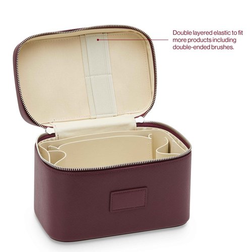 ETOILE - Mini Vanity Case Burgundy - Stylish Travel Makeup Bag Organizer With Removable Dividers