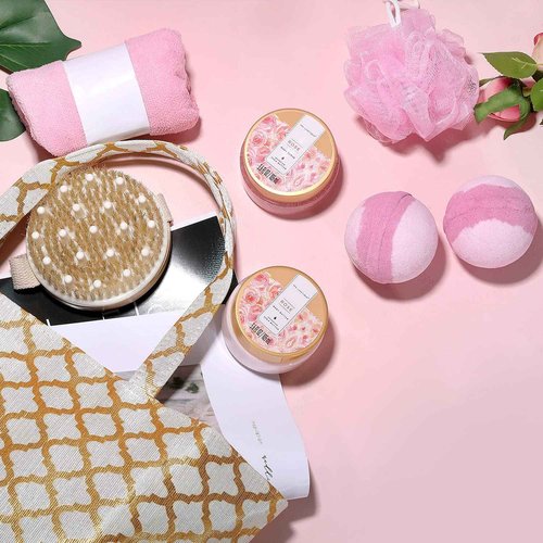 Spa Luxetique Spa Baskets for Women Gift, Womens Spa Gift Baskets, 15pcs Rose Spa Sets, Spa Kit Includes Body Oil, Bubble Bath, Bath Sets for Women, Christmas Gifts