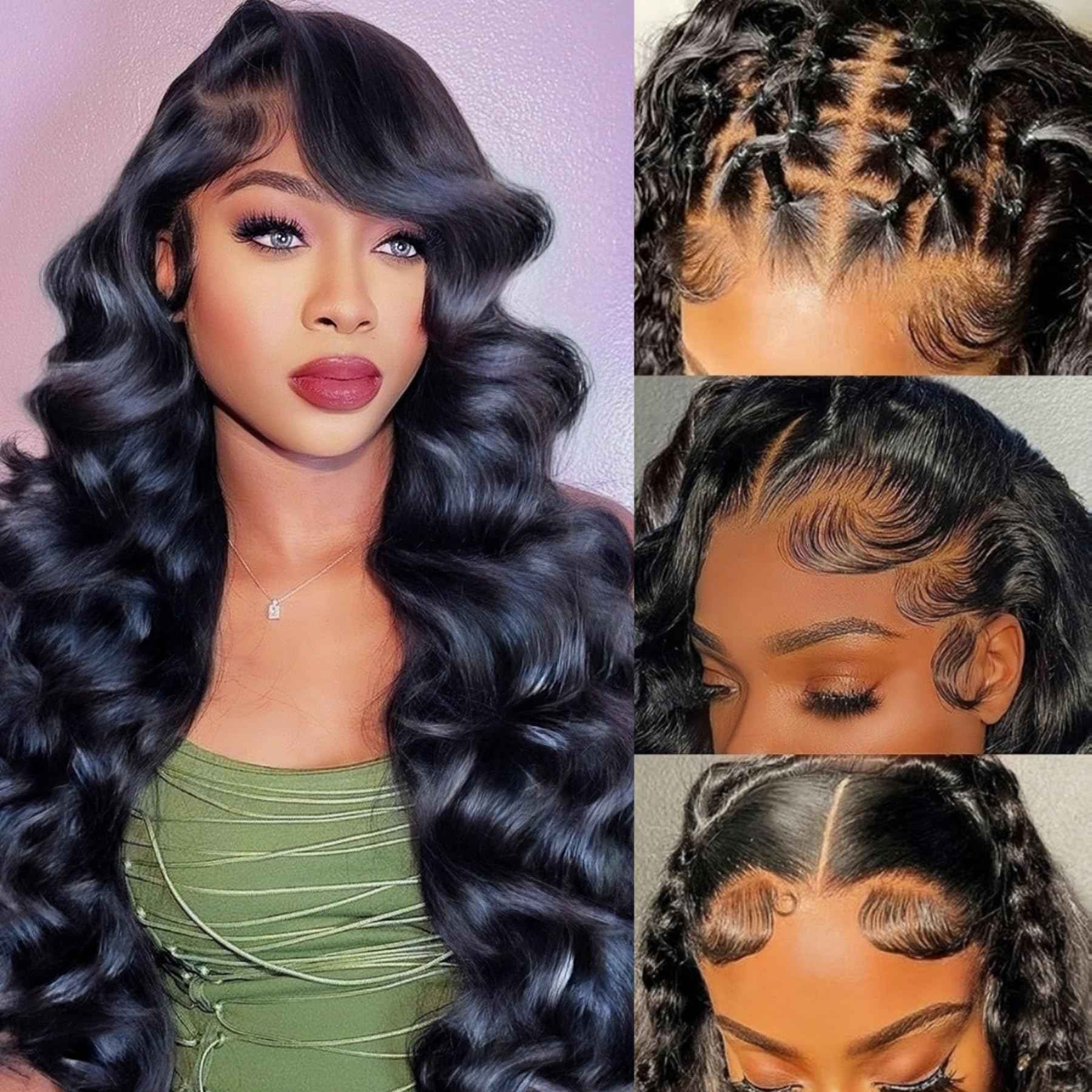 Linrkeyy 13x6 Lace Front Wigs Human Hair Body Wave Human Hair Wig for Women 200% Density Brazilian Virgin Glueless Frontal Wigs Human Hair Pre Plucked with Baby Hair 26Inch Natural Black