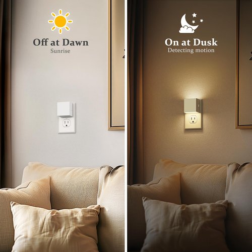JandCase Night Light,Automatic Night Lights Plug into Wall,Dusk to Dawn,2 Pack Soft White 3000K Brightness Adjustable Nightlight for Kids Bedroom Bathroom Hallway Kitchen