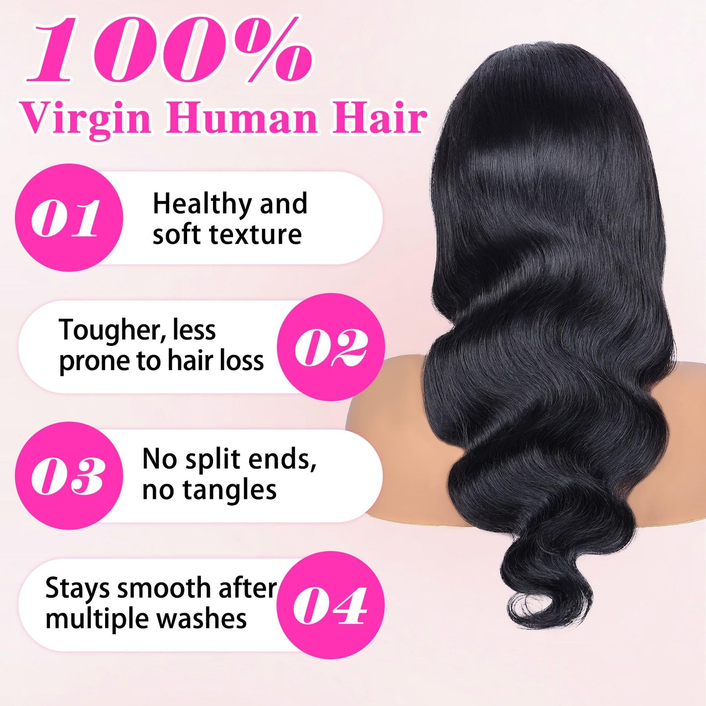 Oftsod 13x4 Lace Front Wigs Human Hair Pre Plucked 26 Inch Body Wave HD Lace Front Wigs Human Hair Natural Color 180% Density Glueless Wig 100% Virgin Human Hair with Baby Hair for Women