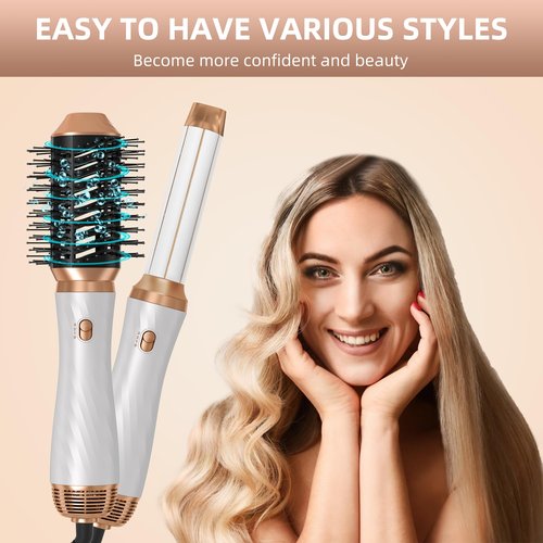 6 in 1 Blow Dryer Brush, Detachable Hair Dryer Brush Air Curler Air Styler Wrap, Curly Twist Hot Curling Iron, Blow Dryer Hot Styler Negative Ion, Travel Hair Styling Tool