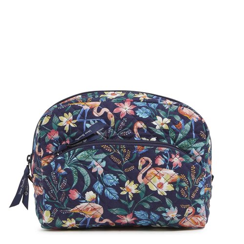 Vera Bradley Cotton Large Cosmetic Makeup Organizer Bag, Flamingo Garden