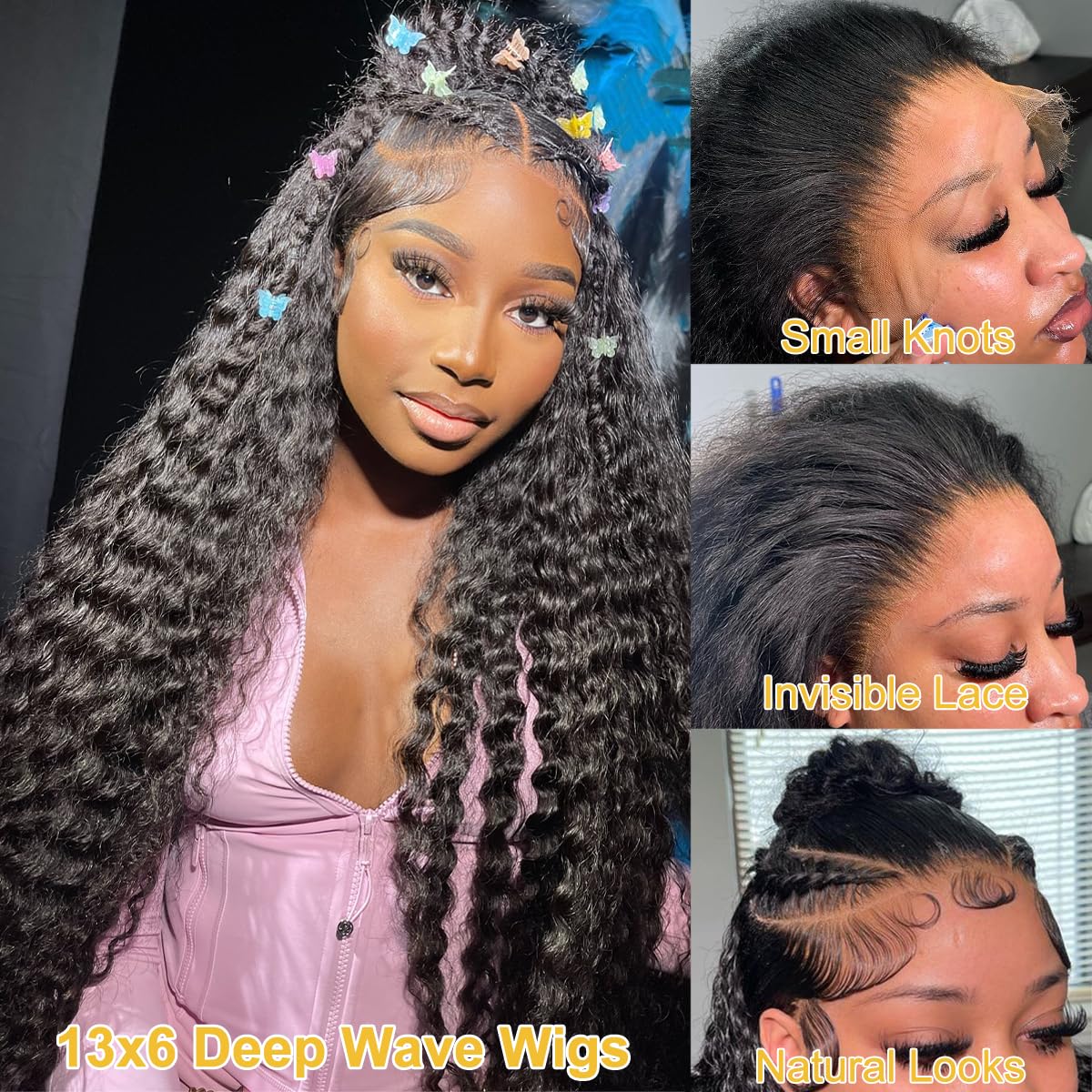 18 Inch Curly Lace Front Wigs Human Hair 13x6 Deep Wave Lace Front Wigs Human Hair Curly Lace Front Wigs Virgin Remy Wig for Women Deep Wave 13x6 Frontal Wig